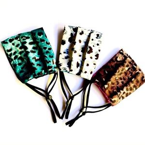 Silk Face Masks - Set of 3 Silky Triple Layer Leopard